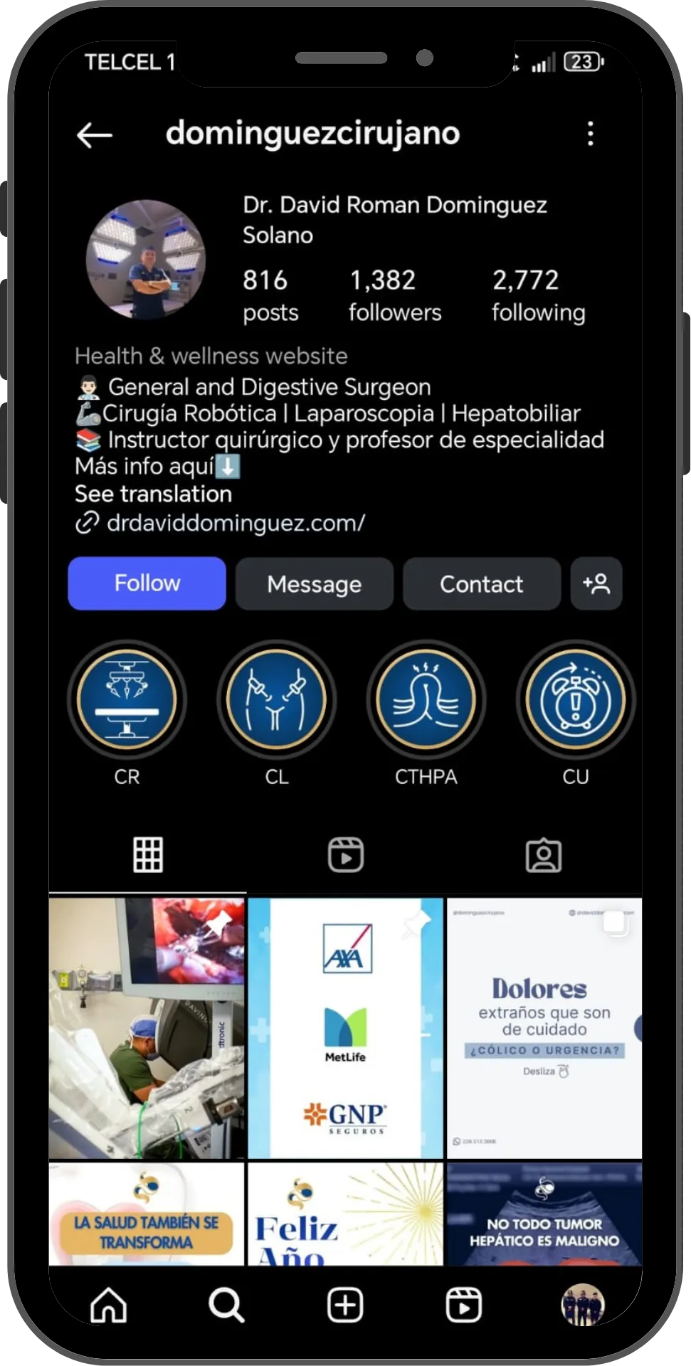 Mockup de perfil de Dr. David Román Domínguez